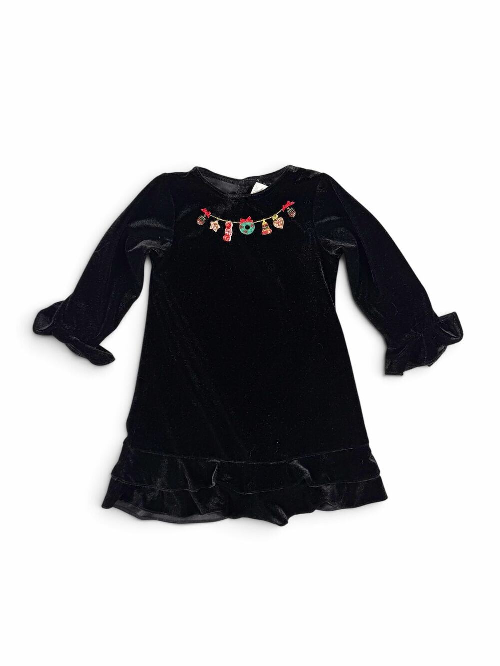 Good Lad Black Velvet Embroidered Christmas Holiday Dress 4